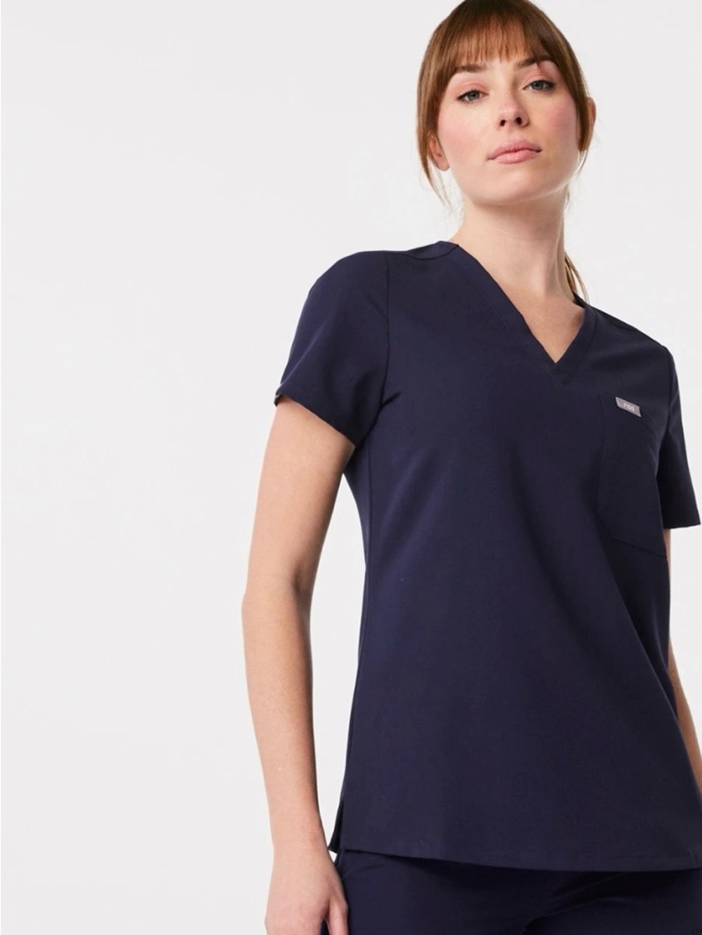 Figs Women's V-Neck Scrub Top in Navy